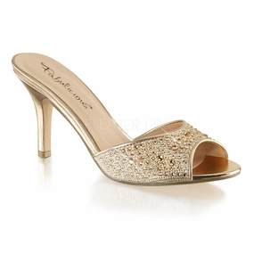 Fabulicious LUCY-01 Gold Glitter Mesh Fabric Sildes