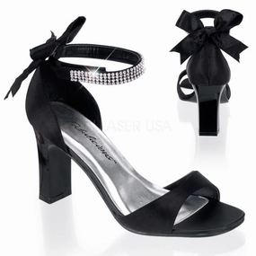 FABULICIOUS ROMANCE-372 Black Satin Closed Back Sandals