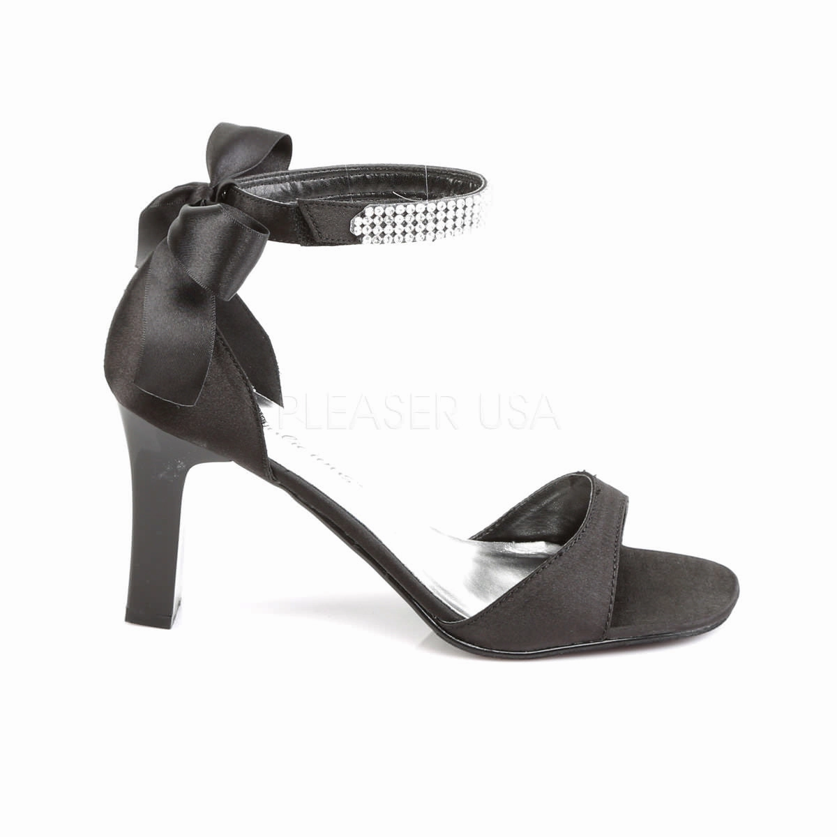FABULICIOUS ROMANCE-372 Black Satin Closed Back Sandals
