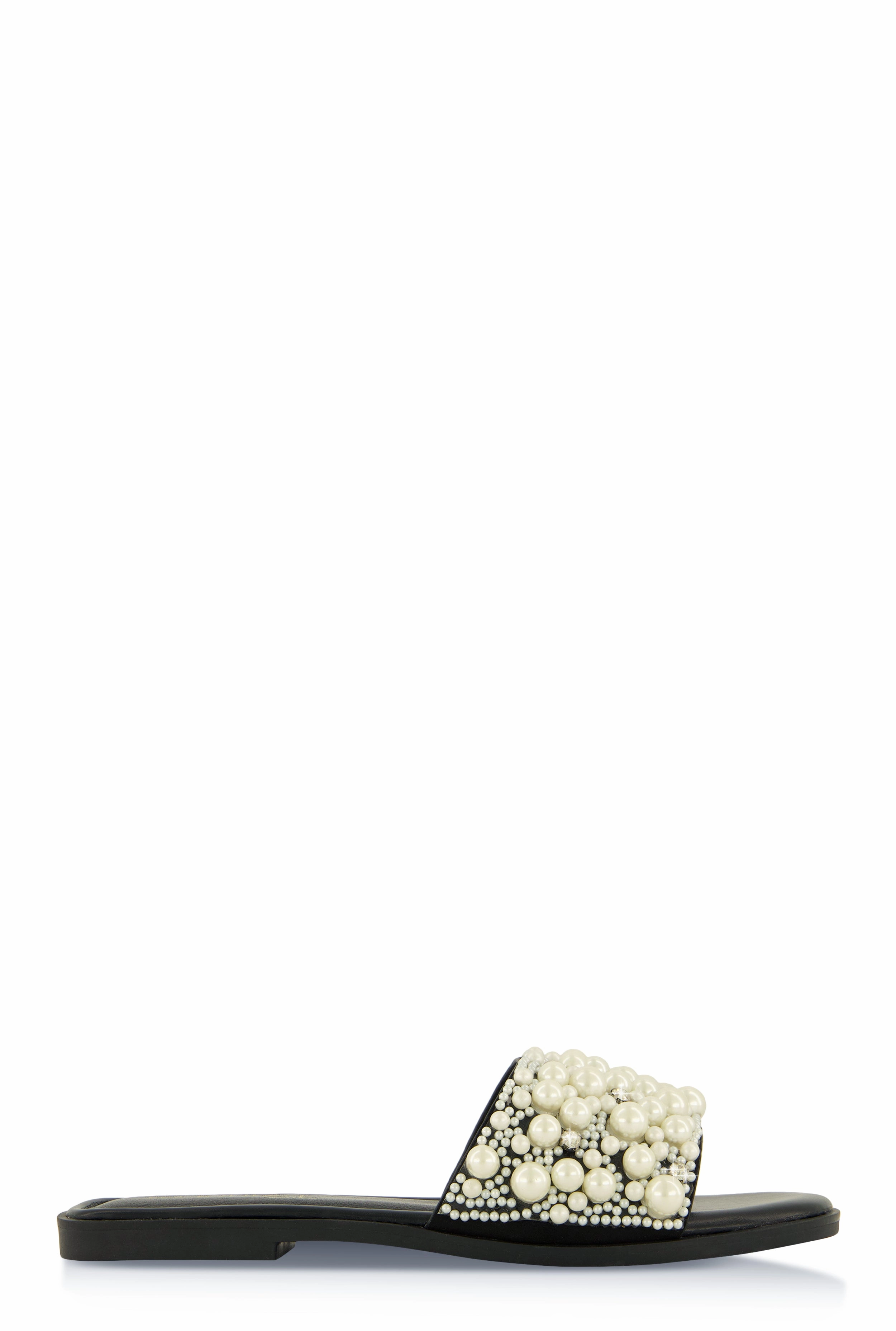 Faux Pearl Rhinestone Band Slide Sandals