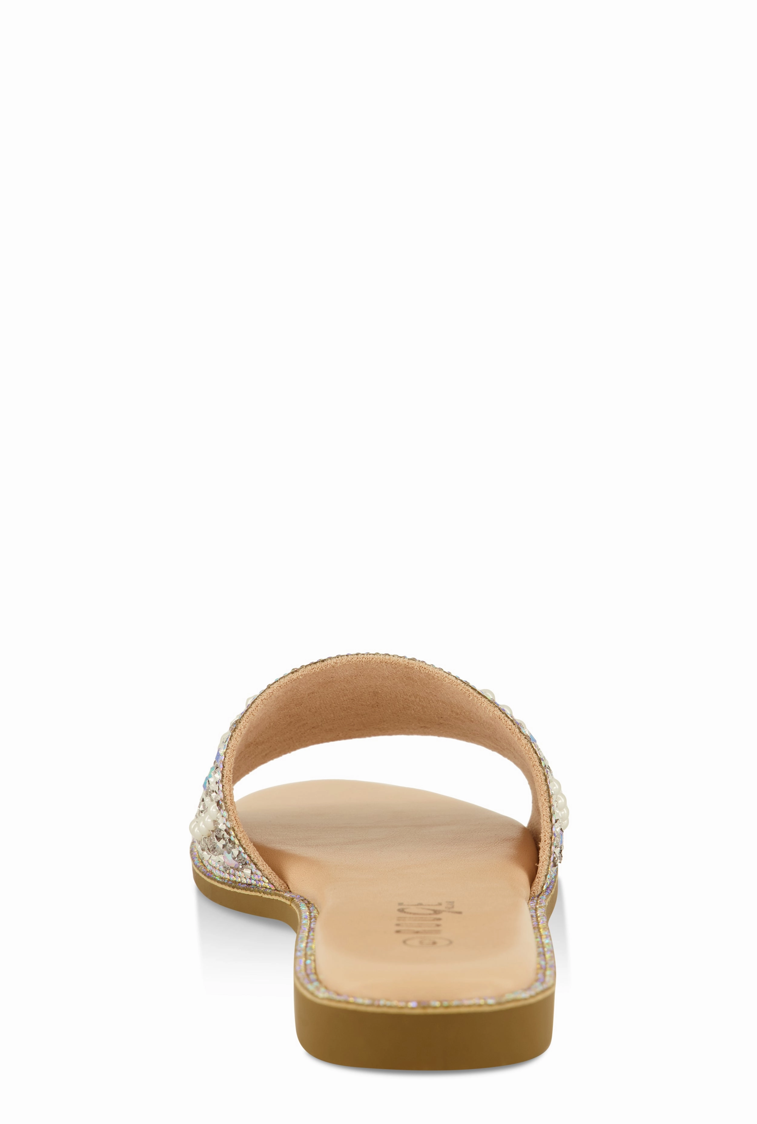 Faux Pearl Rhinestone Embellished Slide Sandals