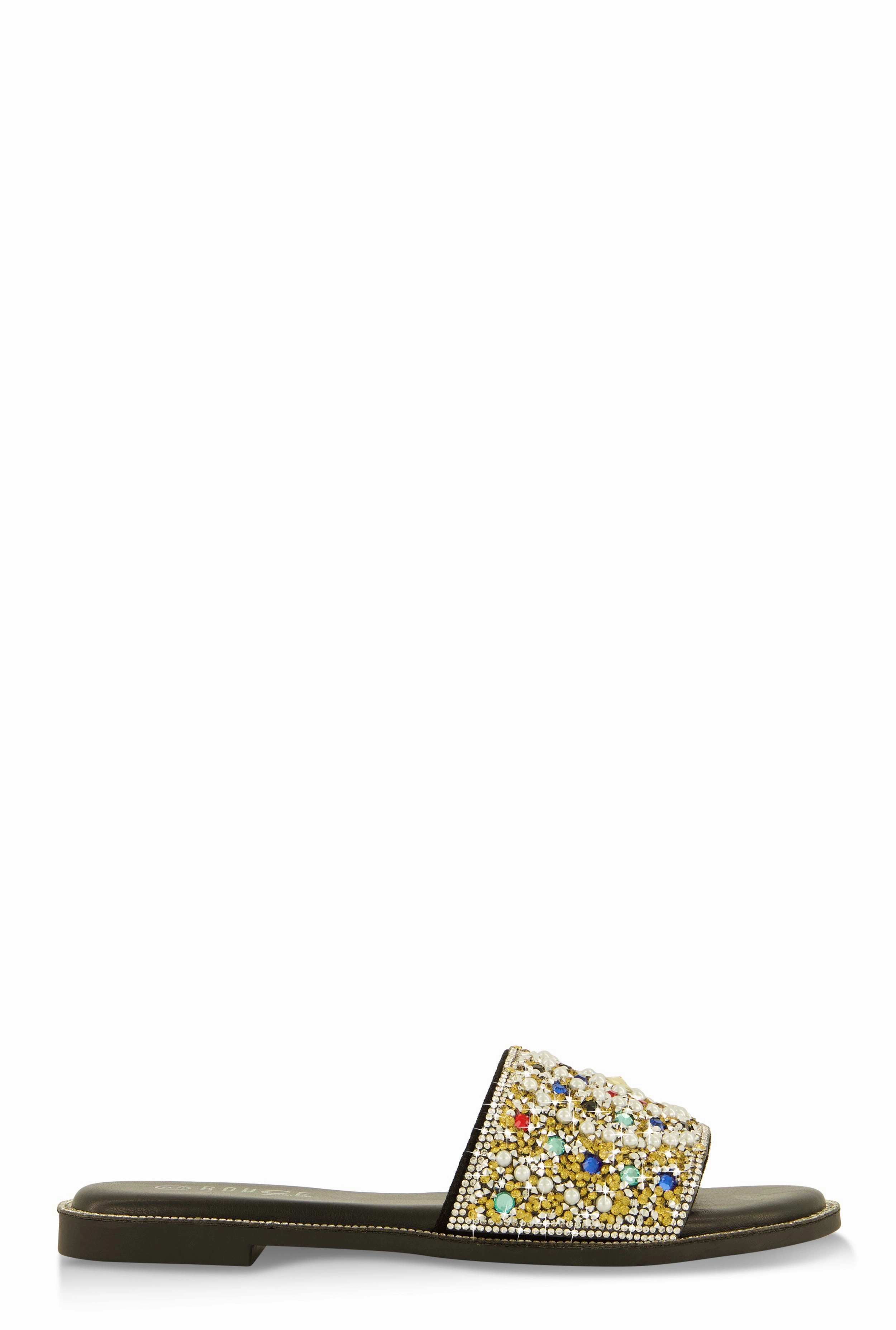 Faux Pearl Rhinestone Embellished Slide Sandals