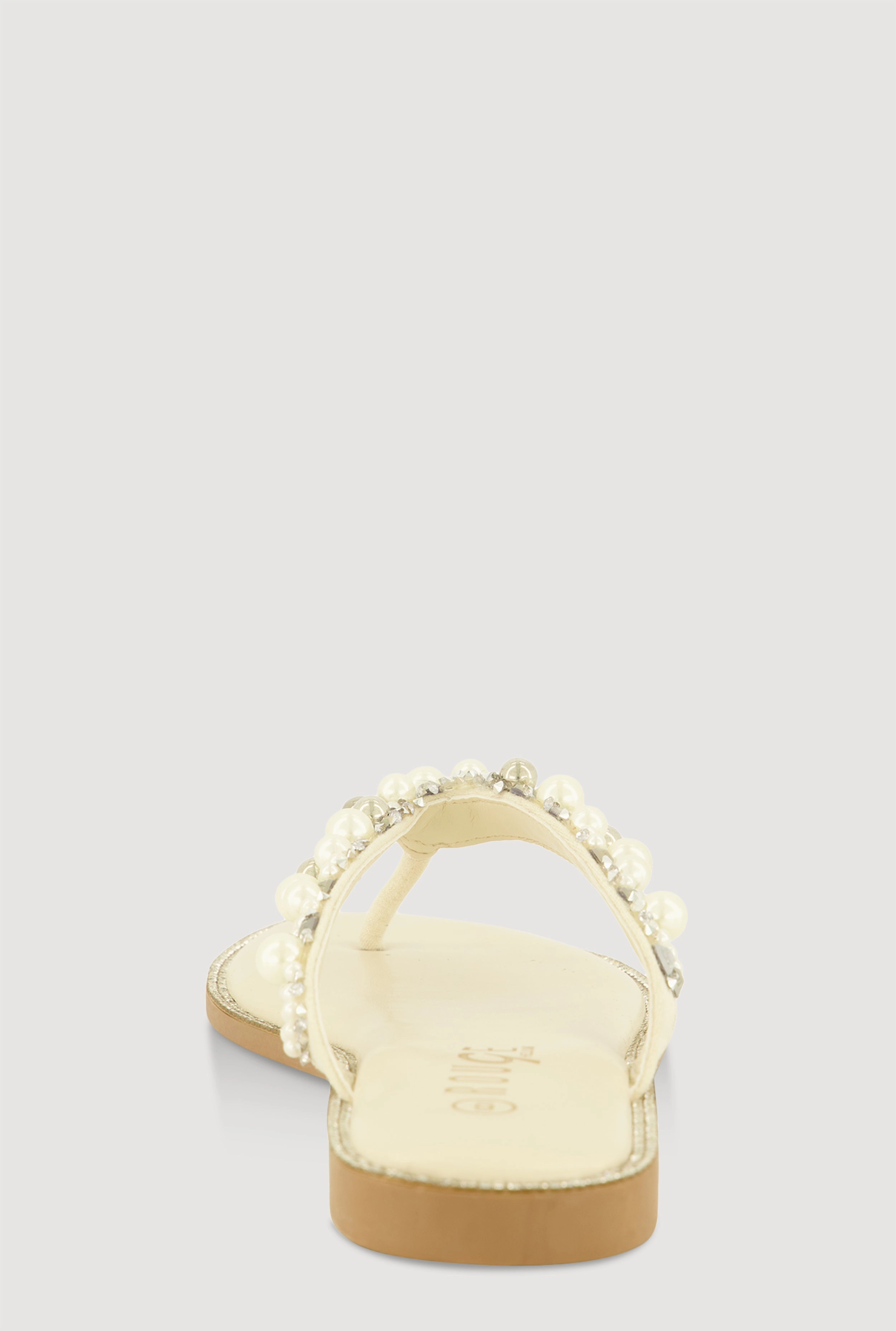 Faux Pearl Rhinestone Thong Slide Sandals