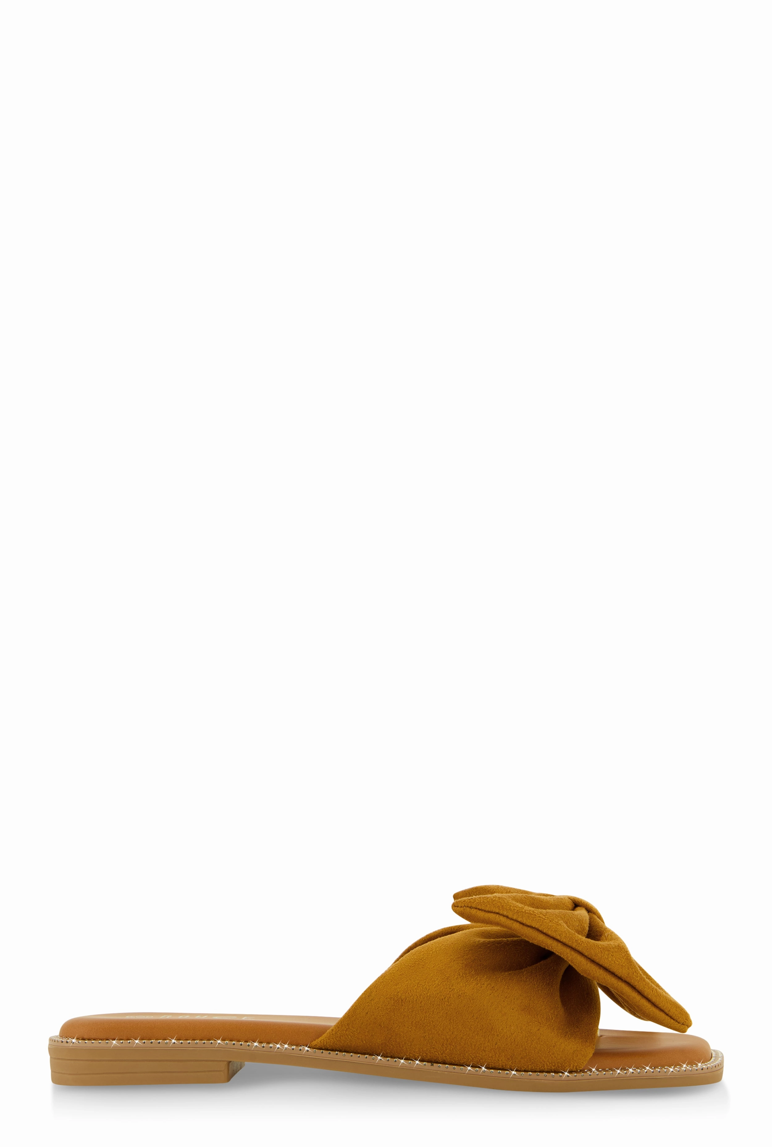 Faux Suede Bow Thong Slide Sandals