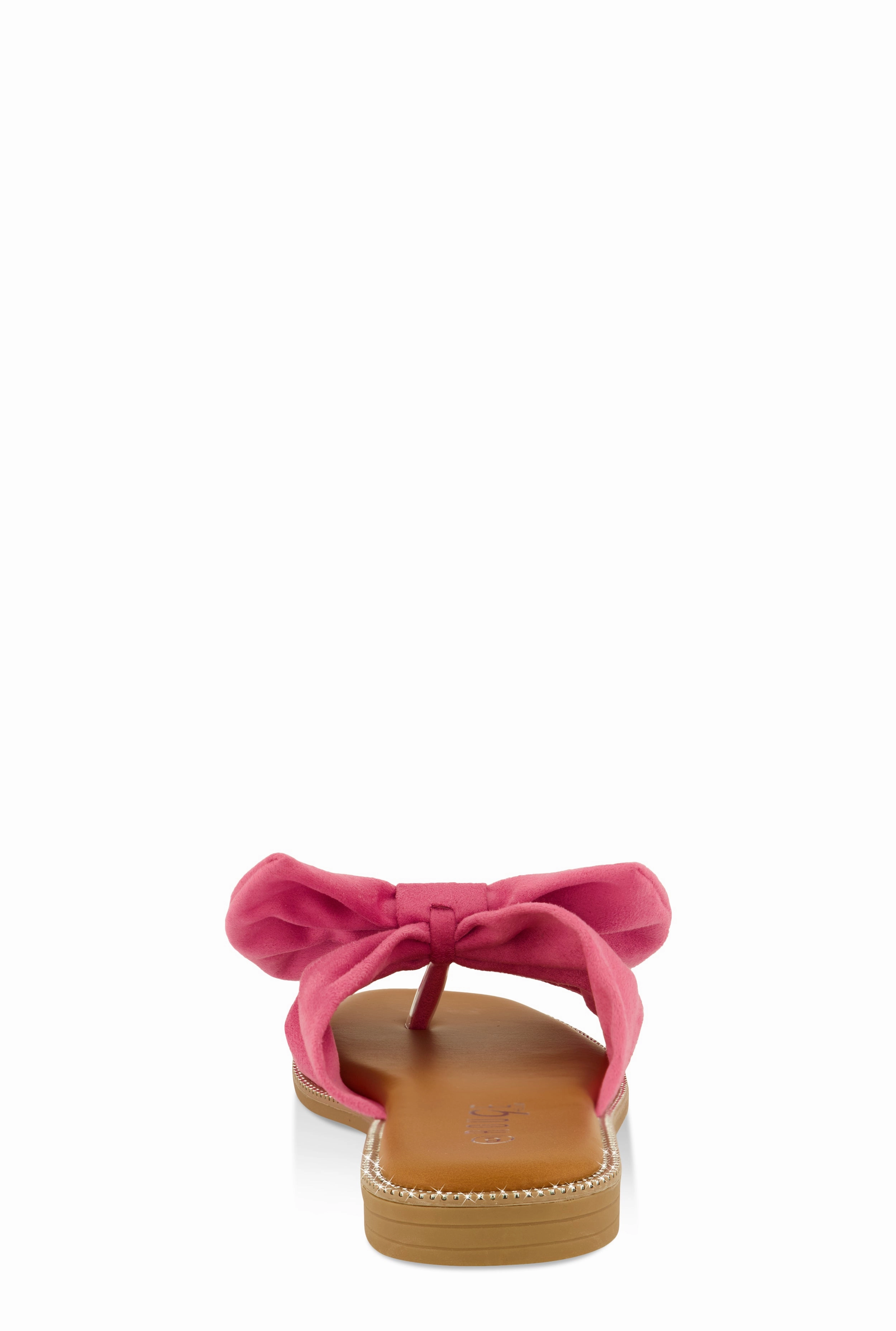 Faux Suede Bow Thong Slide Sandals