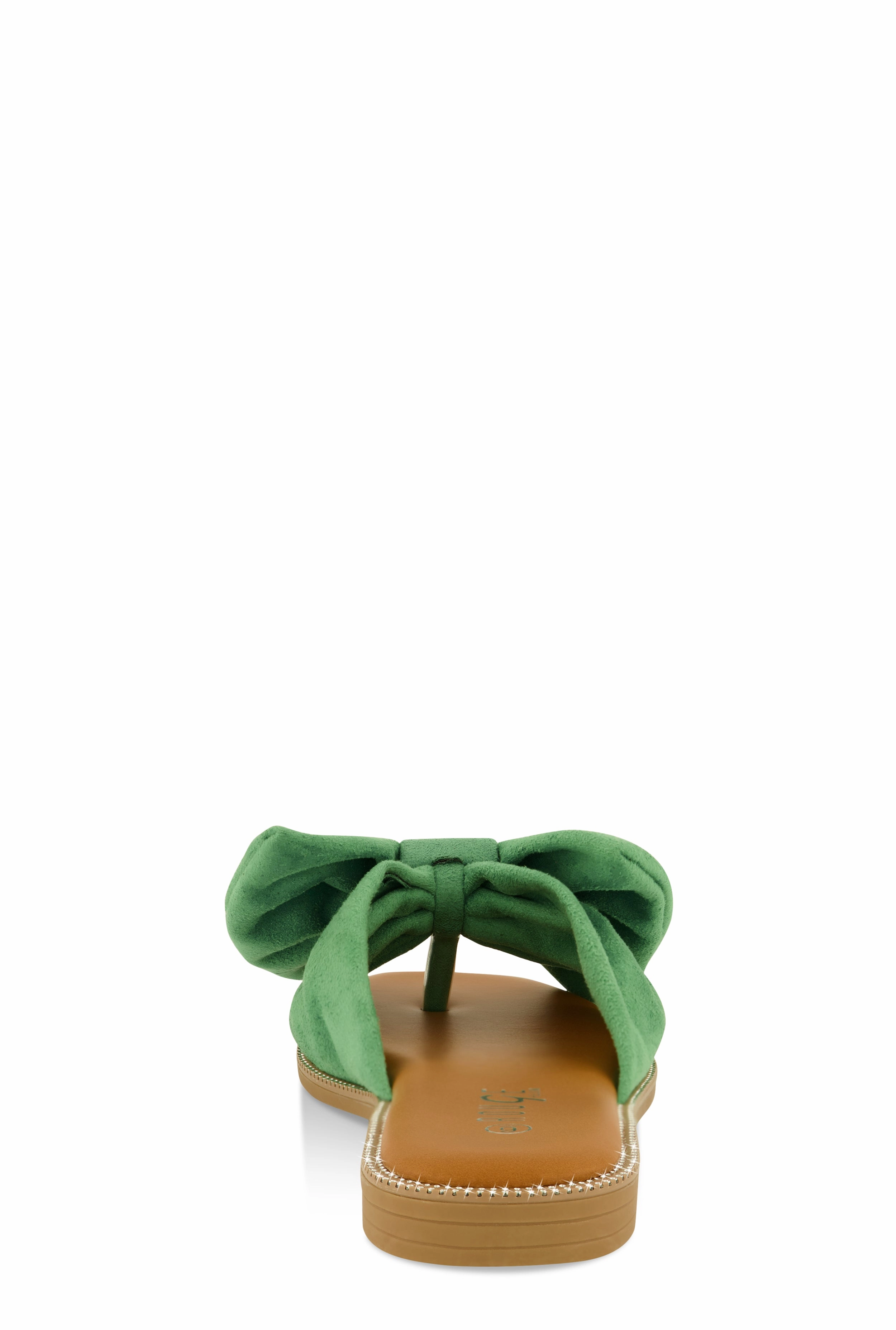 Faux Suede Bow Thong Slide Sandals