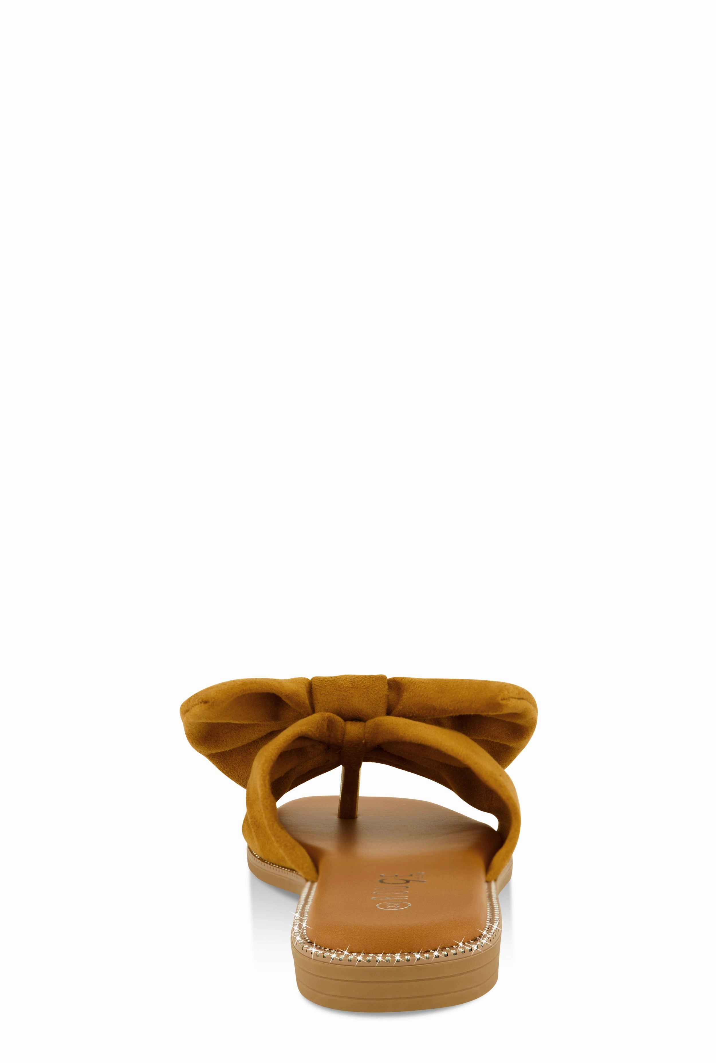 Faux Suede Bow Thong Slide Sandals