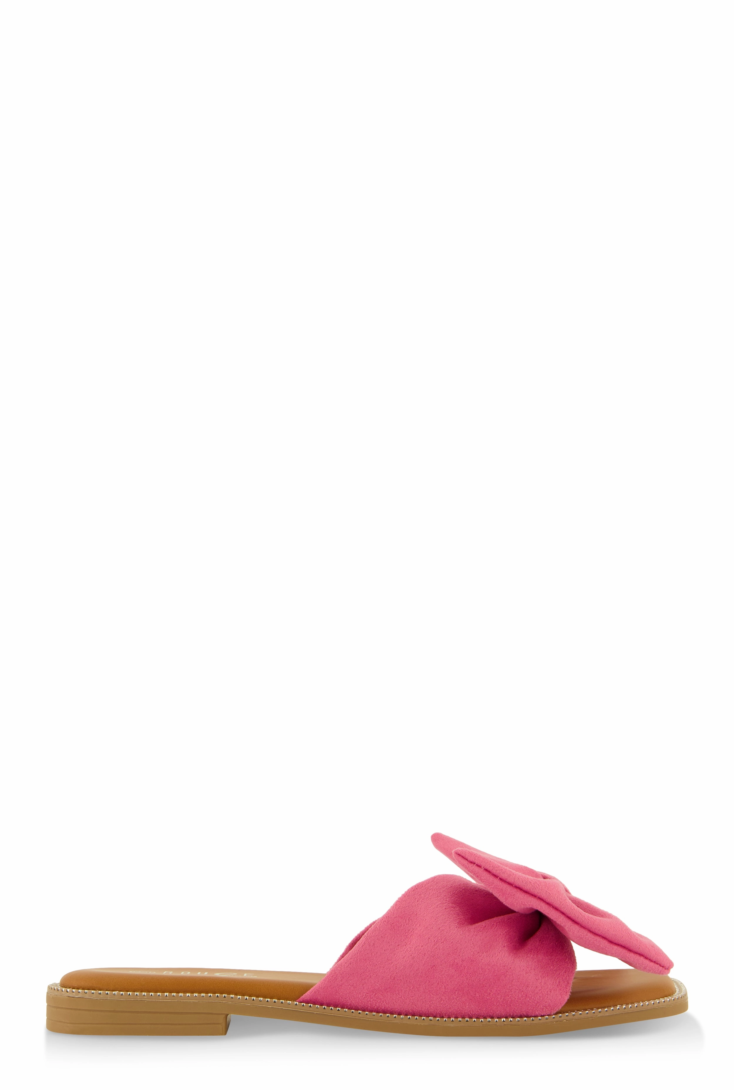 Faux Suede Bow Thong Slide Sandals