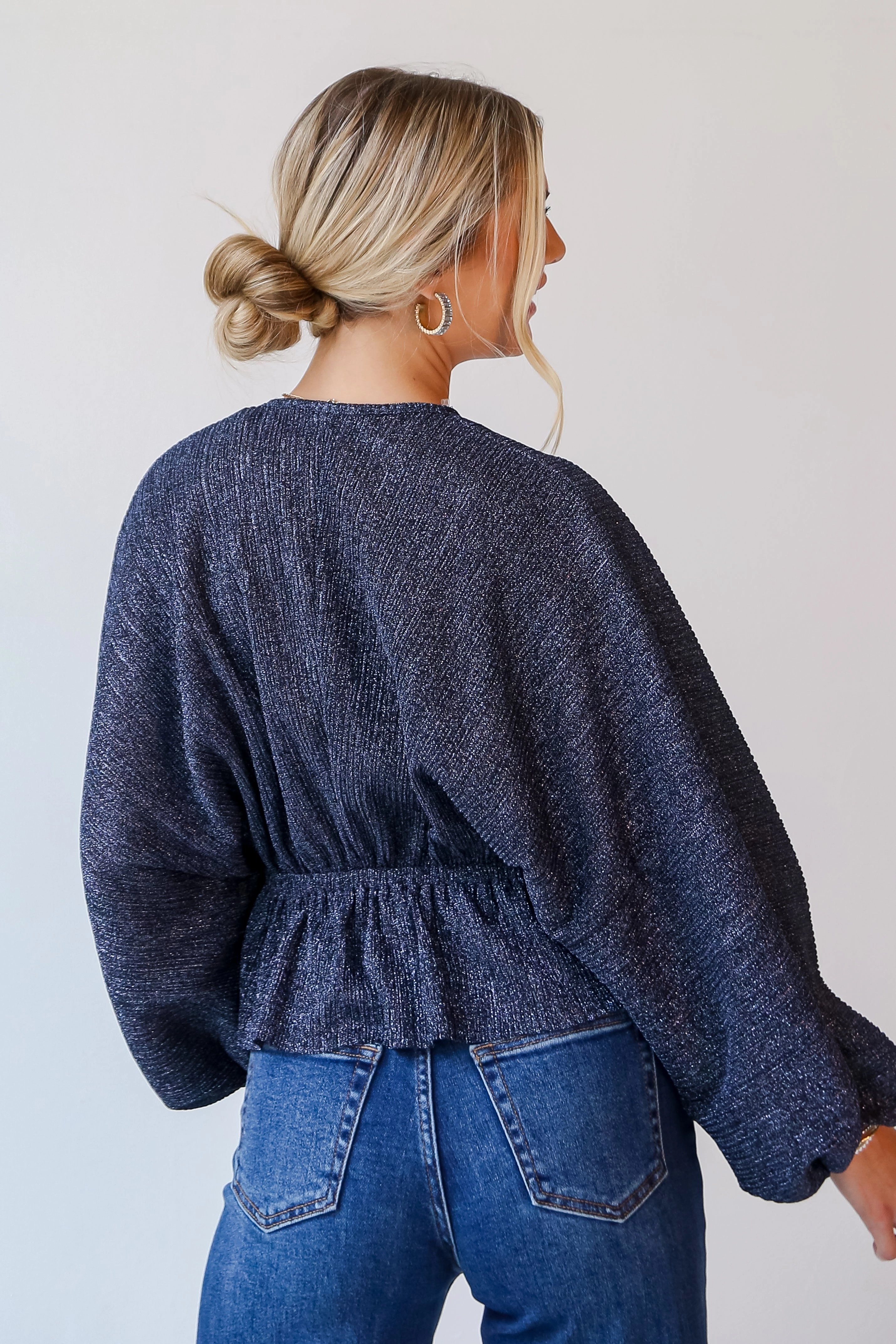 FINAL SALE - Passionate Sparkle Navy Metallic Blouse