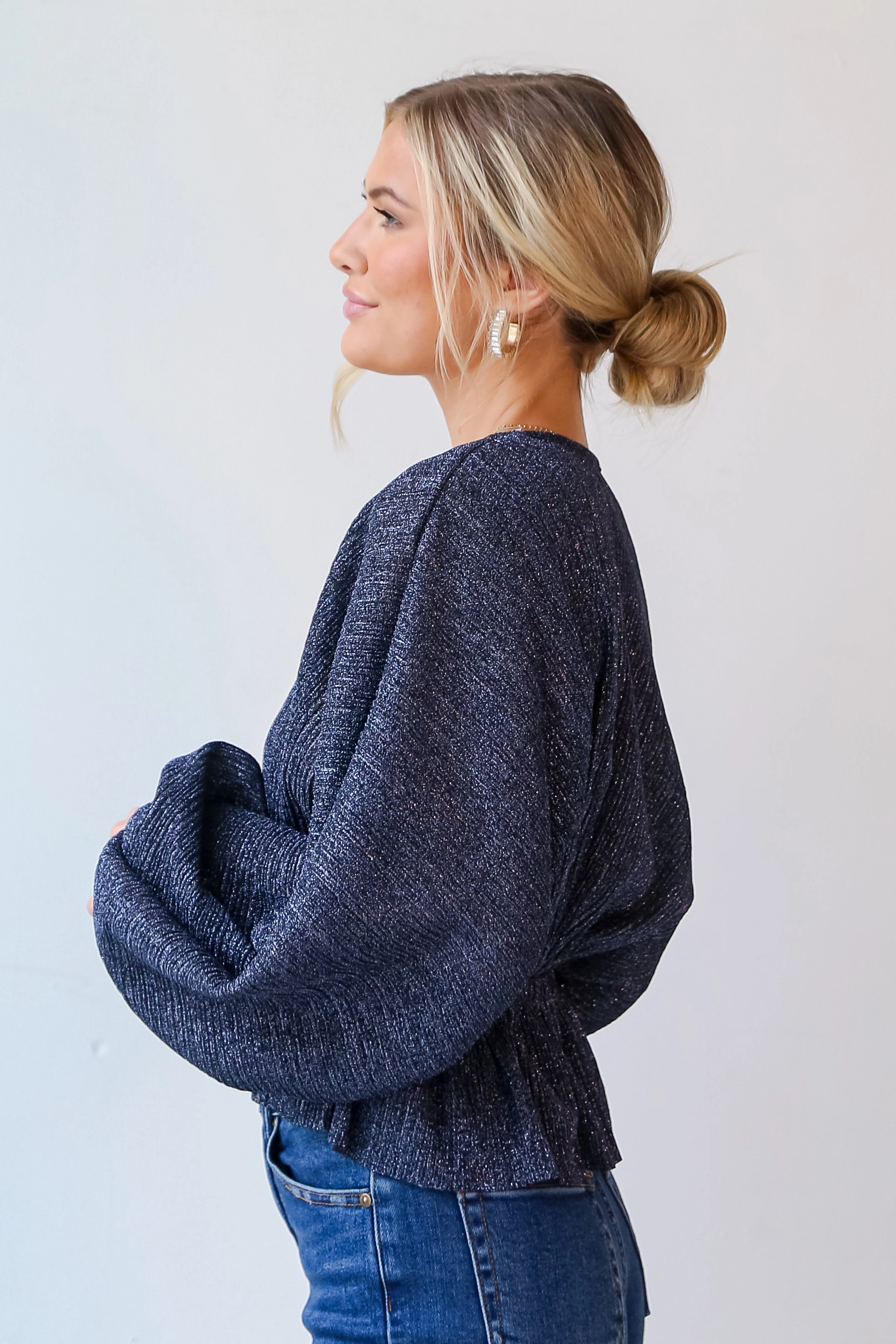 FINAL SALE - Passionate Sparkle Navy Metallic Blouse