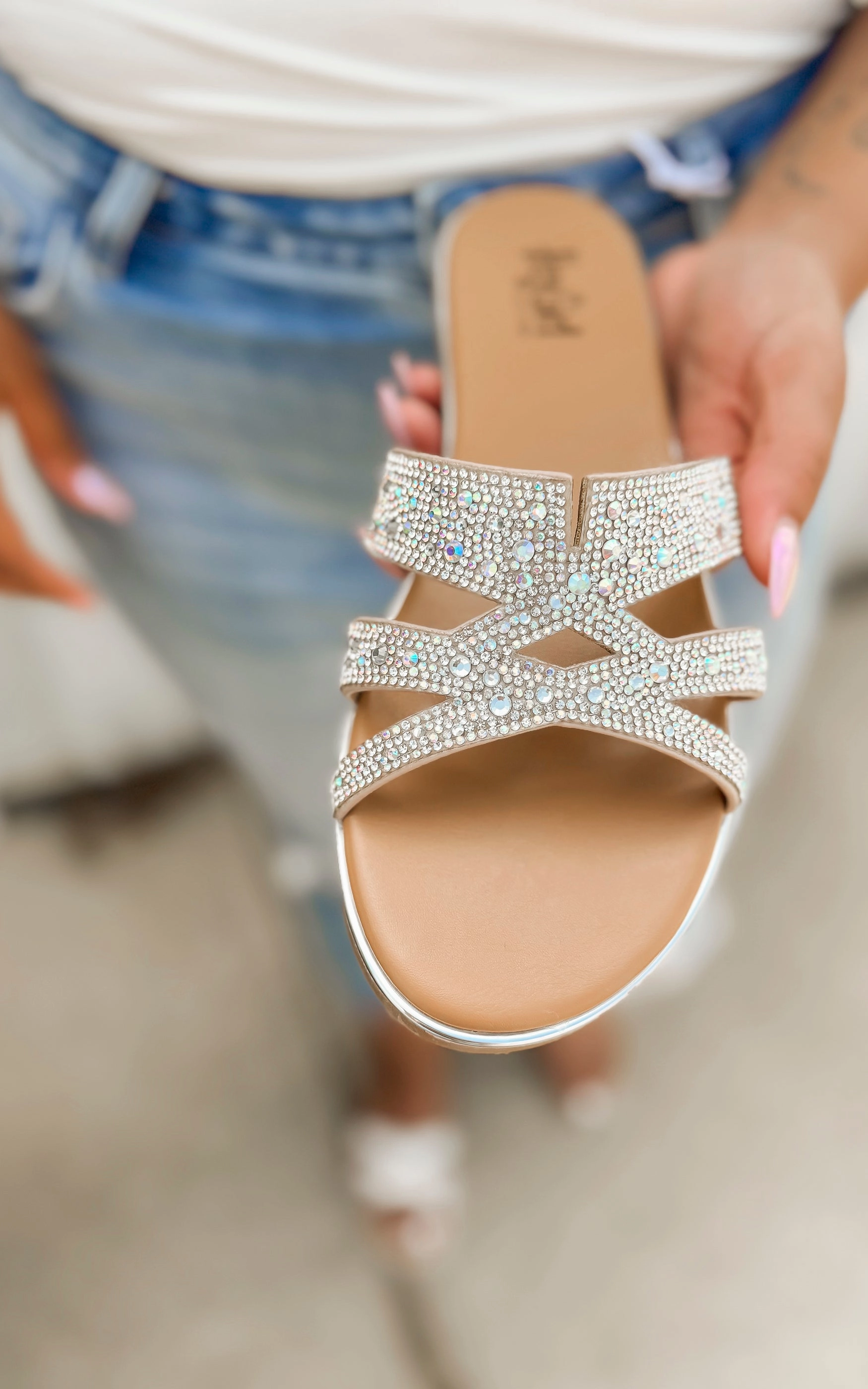 Flair Clear Rhinestone Sandals | Corky - Final Sale