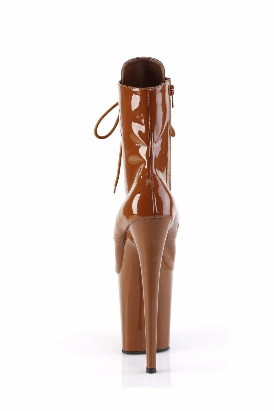 FLAMINGO-1020 Brown Patent Ankle Boot