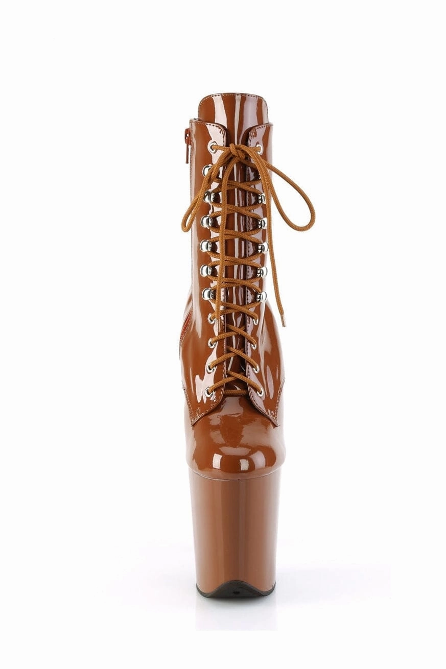 FLAMINGO-1020 Brown Patent Ankle Boot