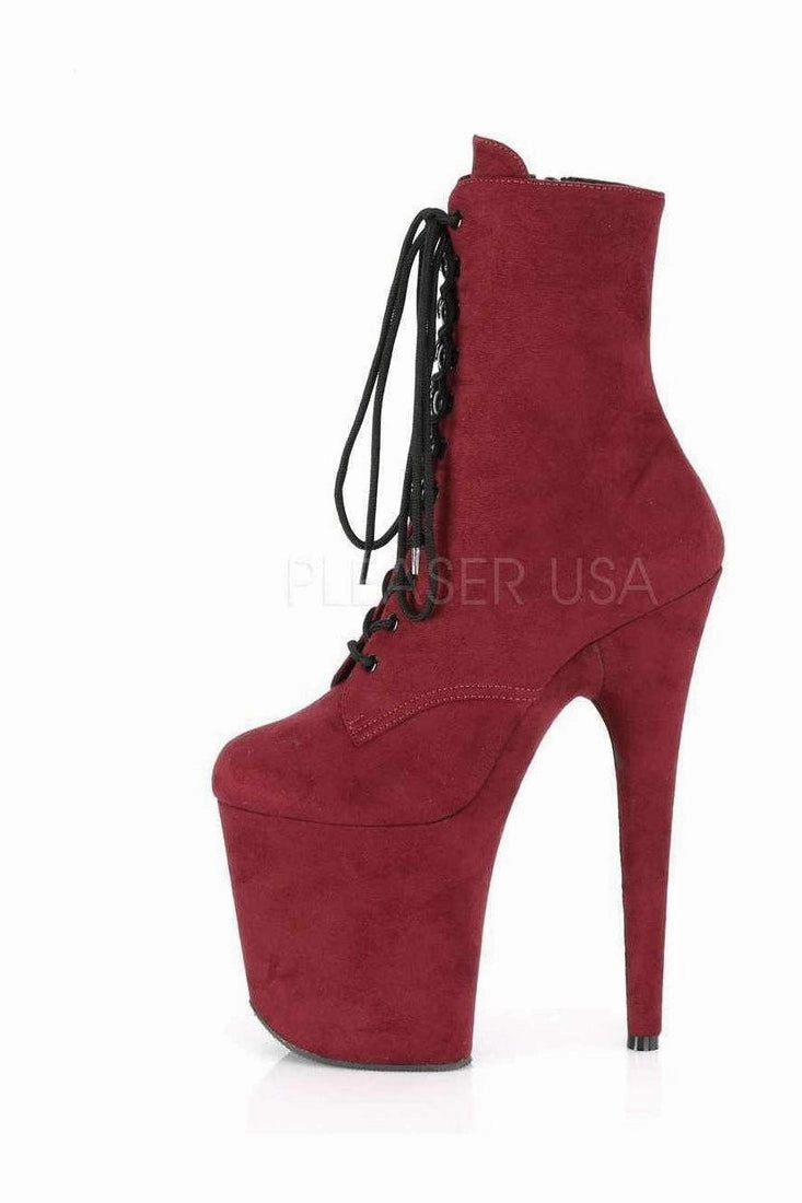 FLAMINGO-1020FS Platform Ankle Boot | Burgundy Faux Leather