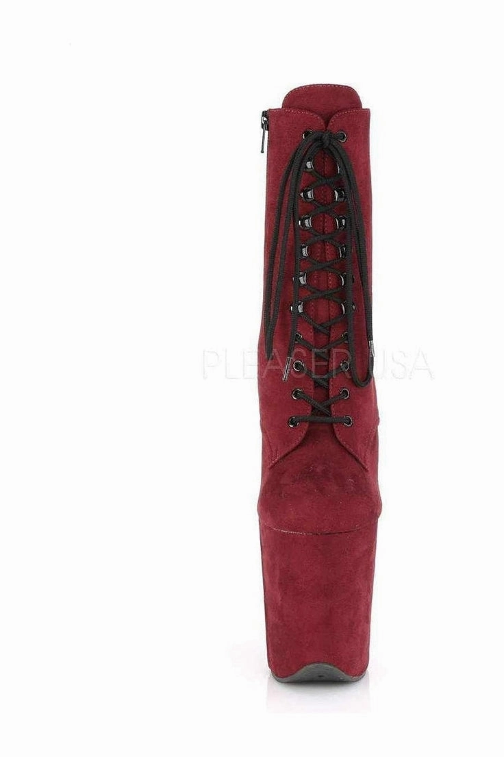 FLAMINGO-1020FS Platform Ankle Boot | Burgundy Faux Leather