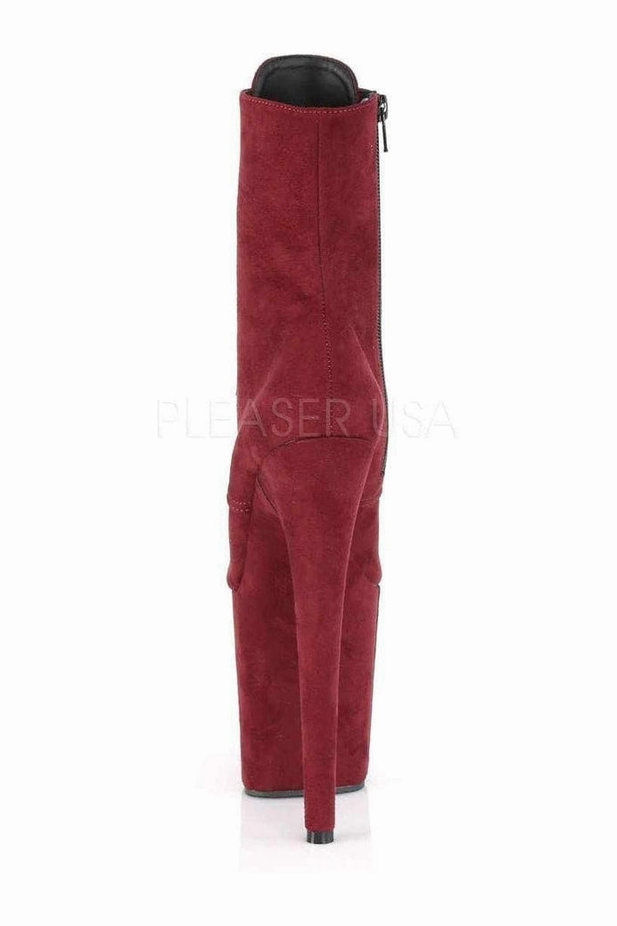 FLAMINGO-1020FS Platform Ankle Boot | Burgundy Faux Leather