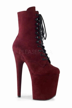 FLAMINGO-1020FS Platform Ankle Boot | Burgundy Faux Leather