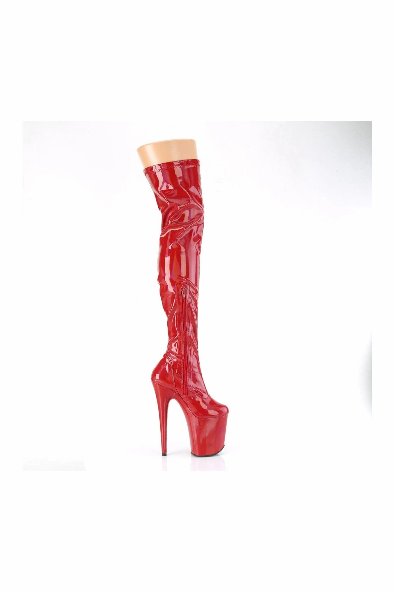 FLAMINGO-3000HWR Red Hologram Thigh Boot
