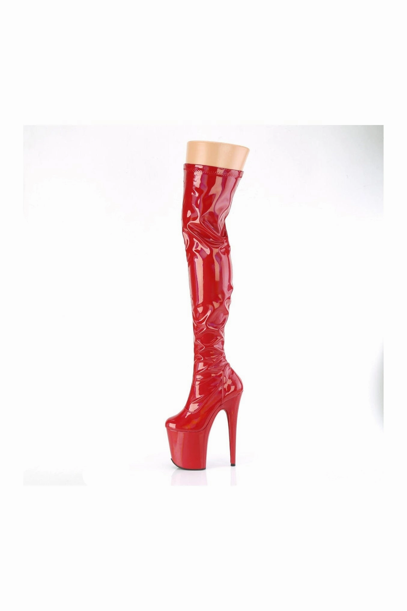 FLAMINGO-3000HWR Red Hologram Thigh Boot