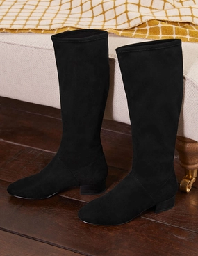 Flat Stretch Boots-Black