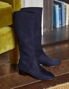 Flat Stretch Boots-Navy