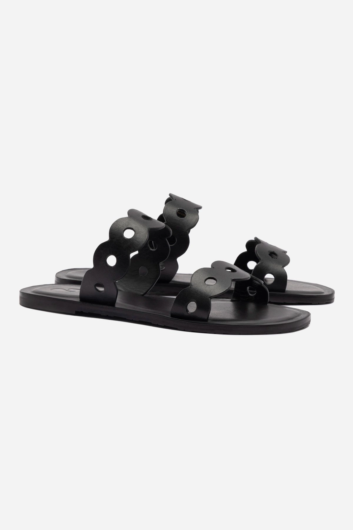 Florence Flat Mule In Black Leather