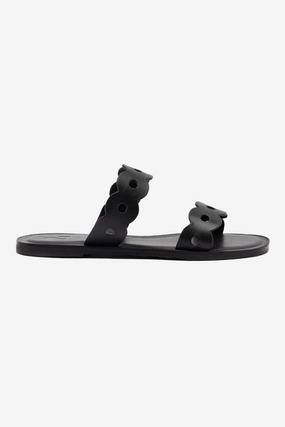 Florence Flat Mule In Black Leather