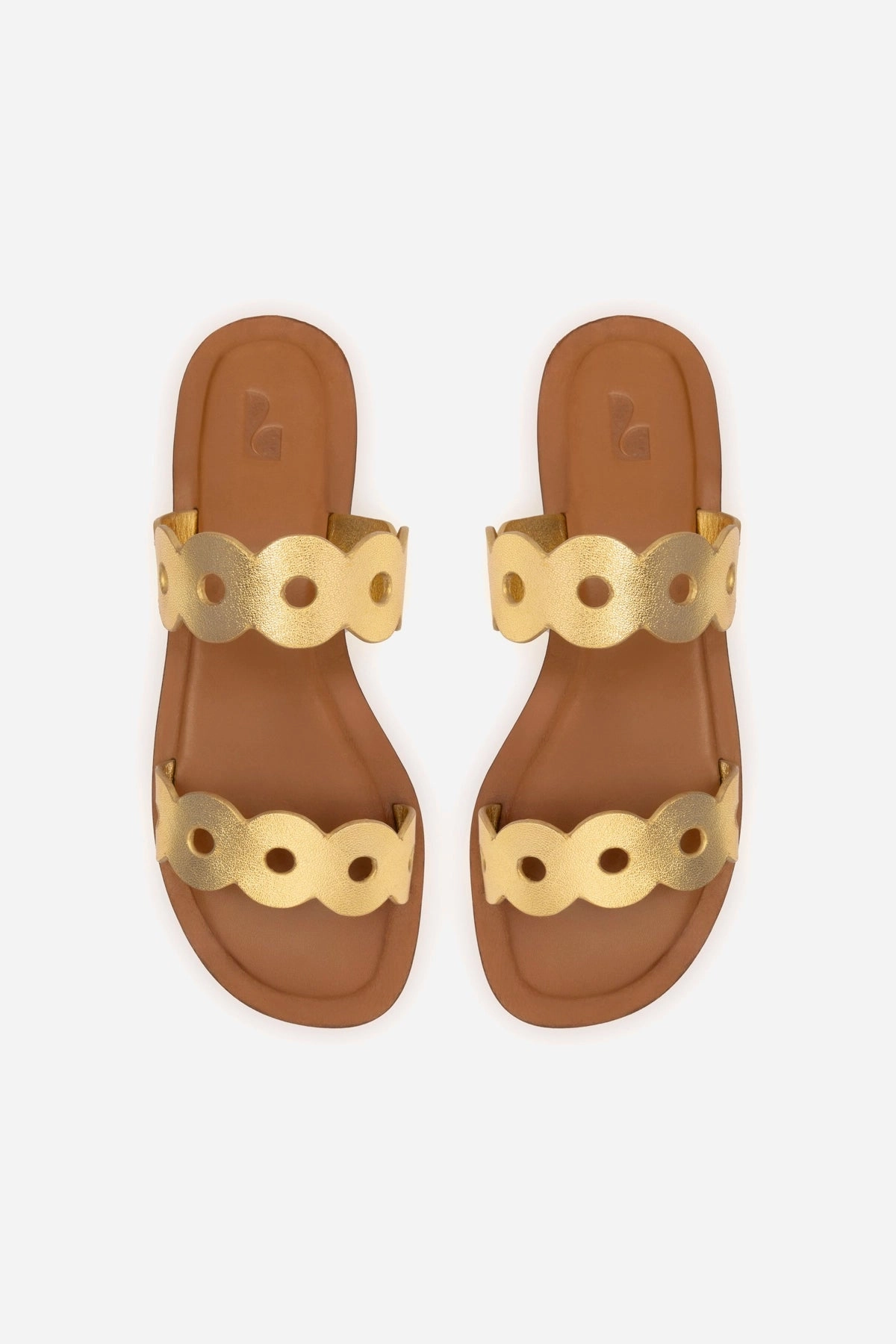 Florence Flat Mule In Gold Metallic Leather
