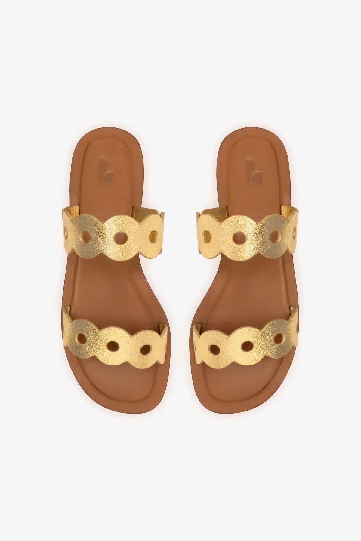 Florence Flat Mule In Gold Metallic Leather