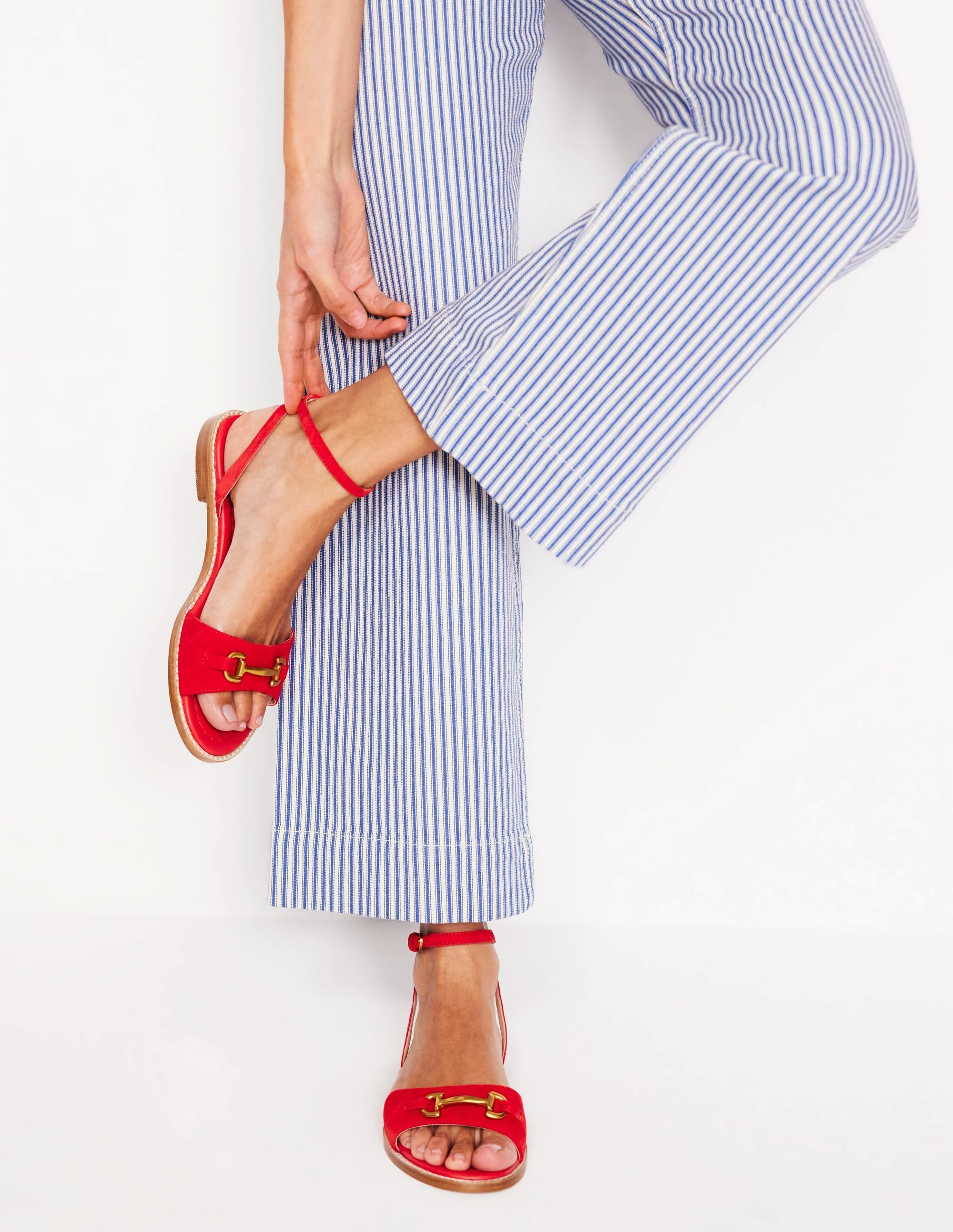 Iris Snaffle Flat Sandals-Post Box Red