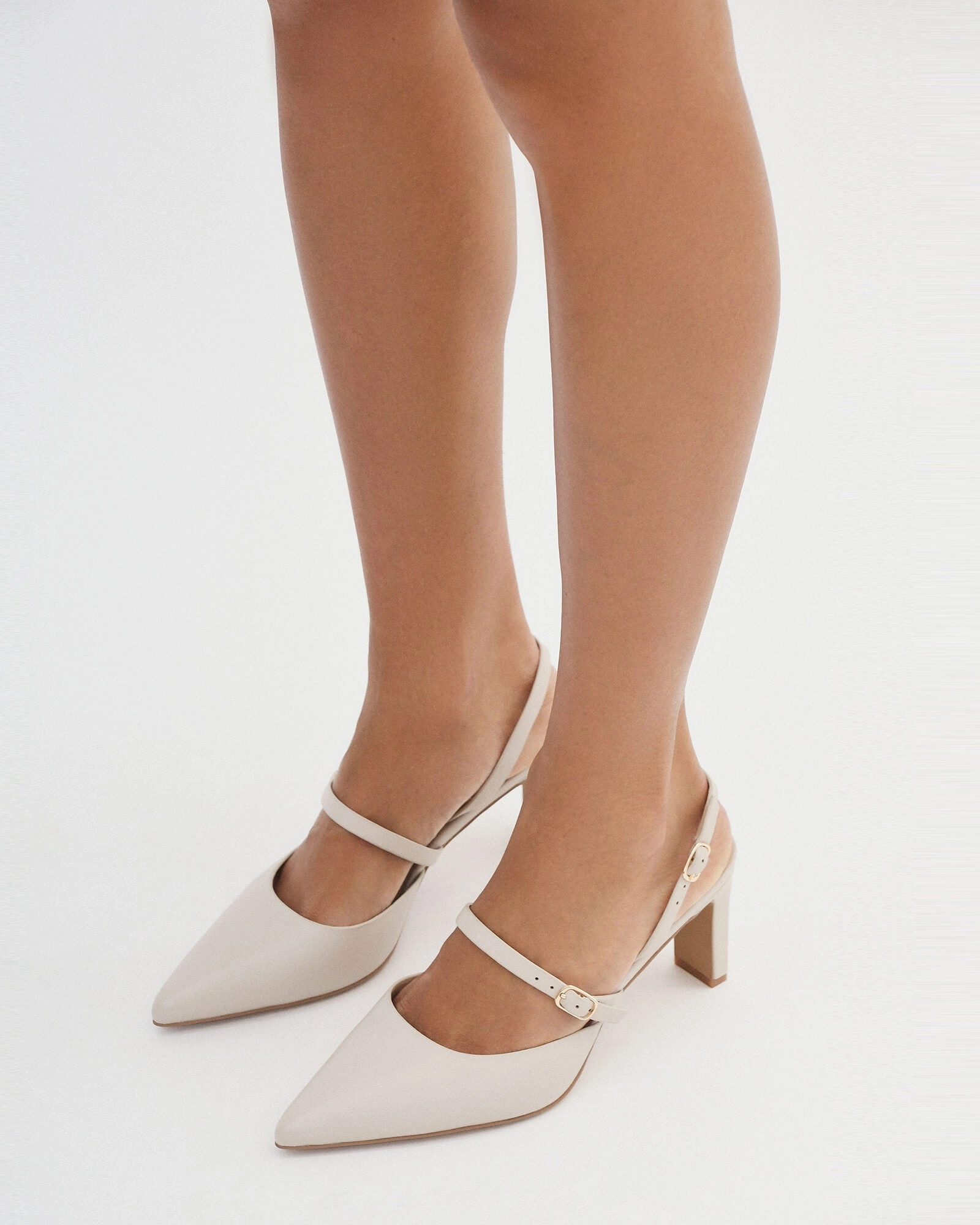 KARINA MID HEELS BONE LEATHER