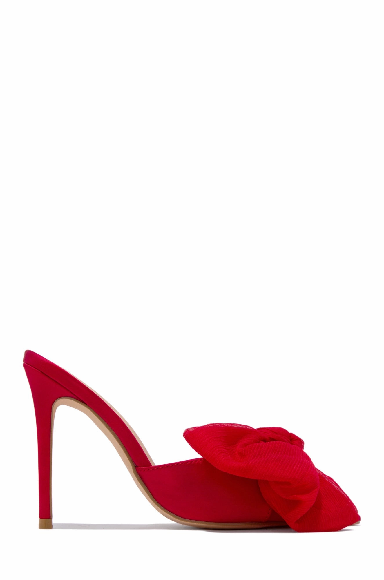 Karissa Bow Tie High Heel Mules - Red