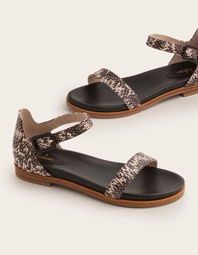 Katie Comfort Sandals-Black/White Snake