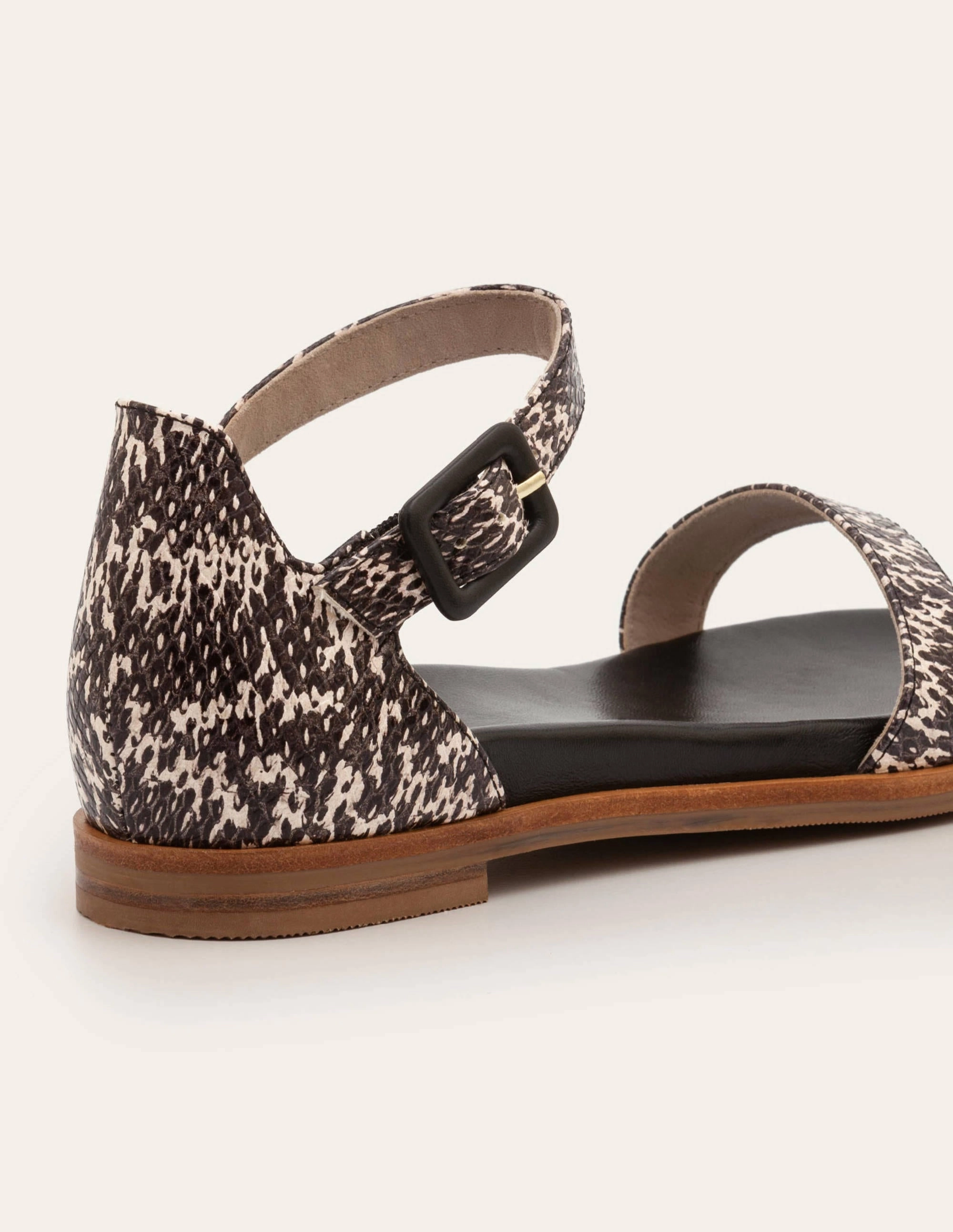 Katie Comfort Sandals-Black/White Snake