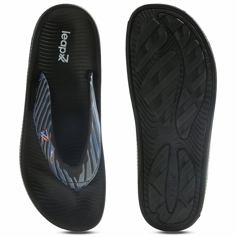 Leap7x Black Casual Flip Flop For Men NITWALK-1 By Liberty