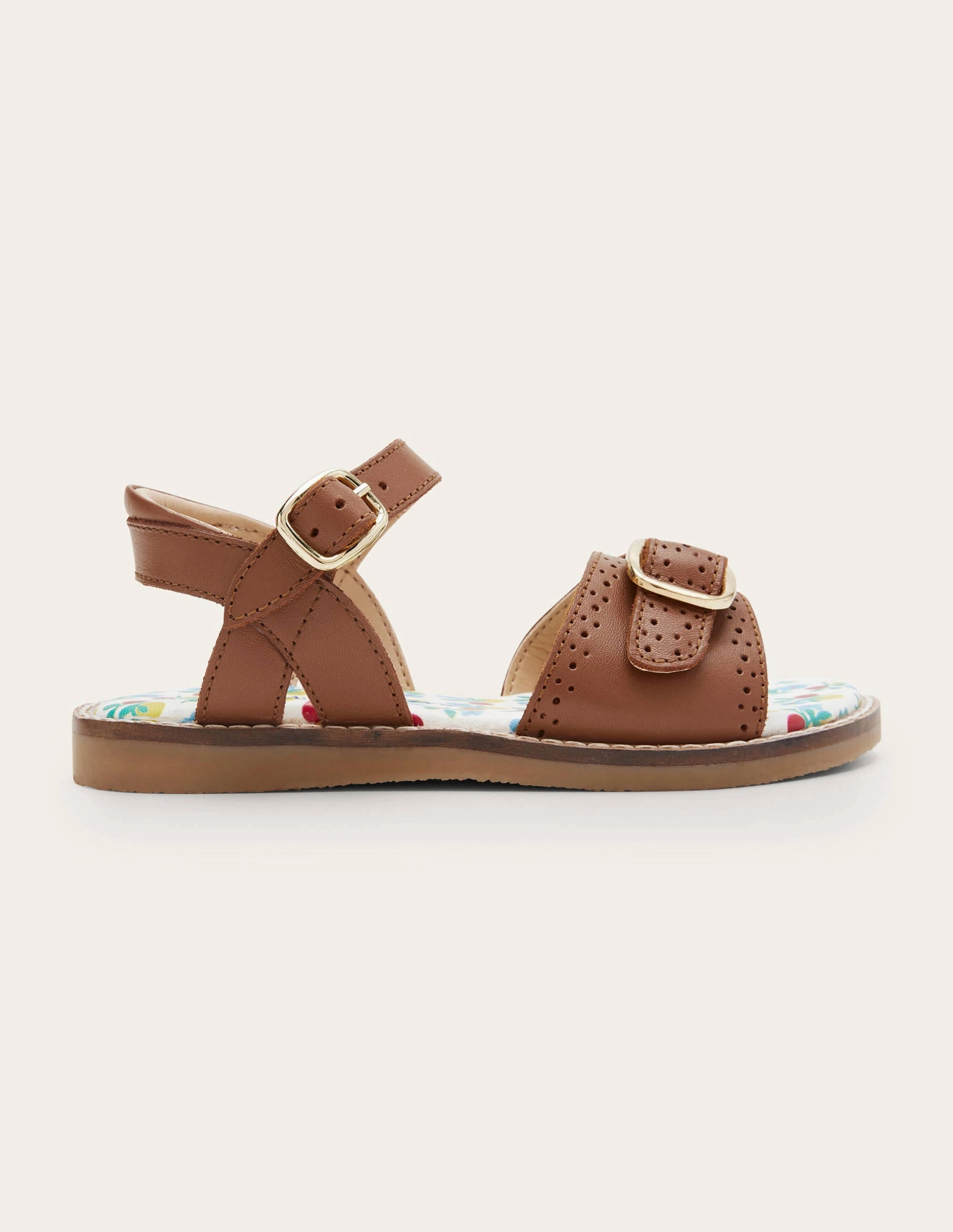 Leather Buckle Sandals-Tan Leather