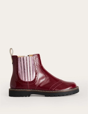Leather Chelsea Boots-Burgundy Patent