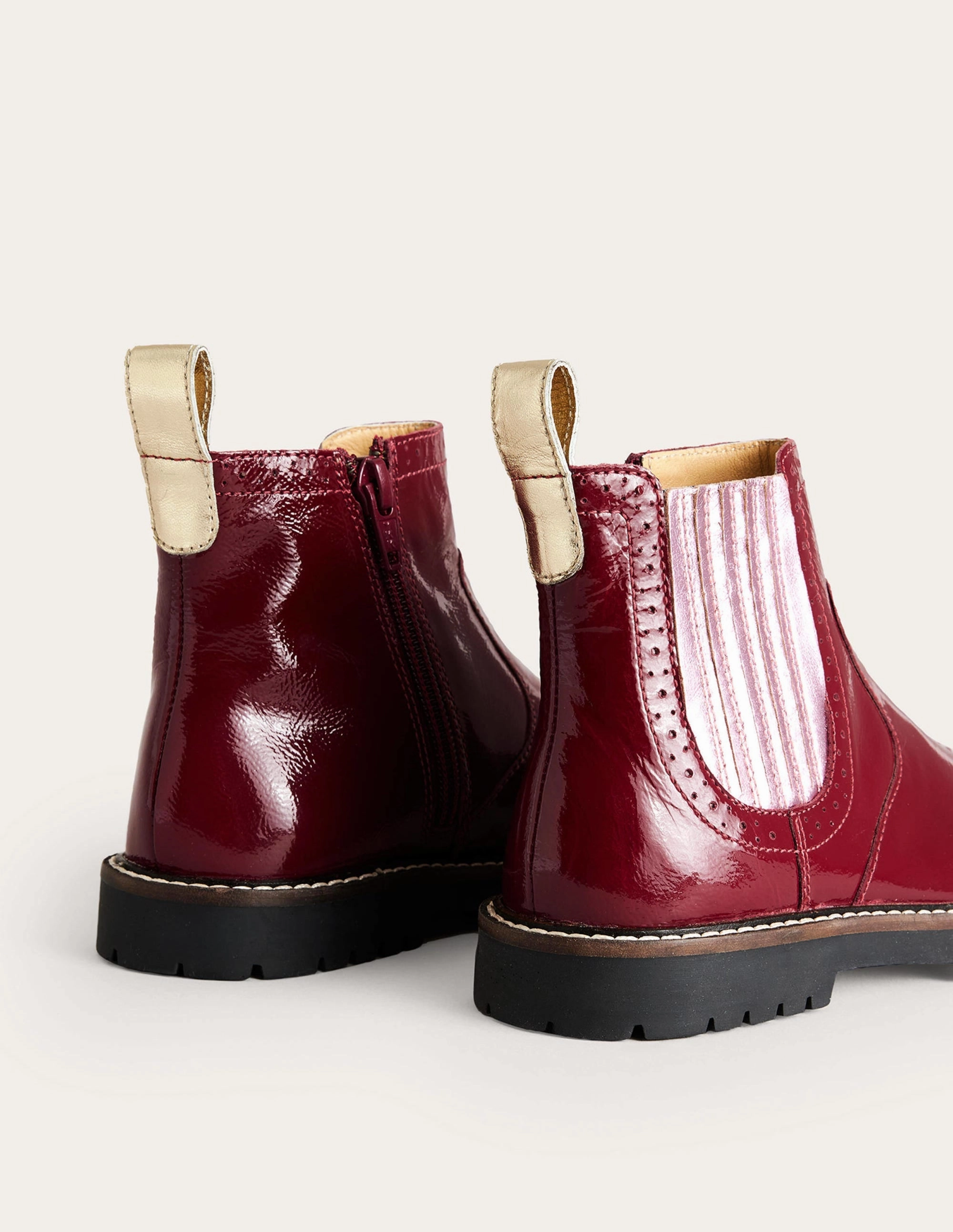 Leather Chelsea Boots-Burgundy Patent