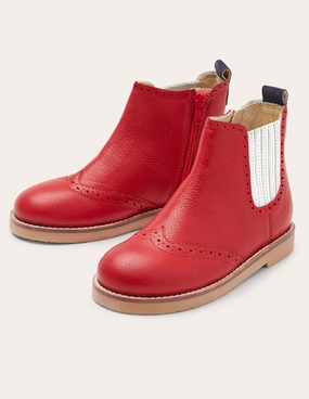 Leather Chelsea Boots-Rockabilly Red