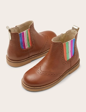 Leather Chelsea Boots-Tan Rainbow