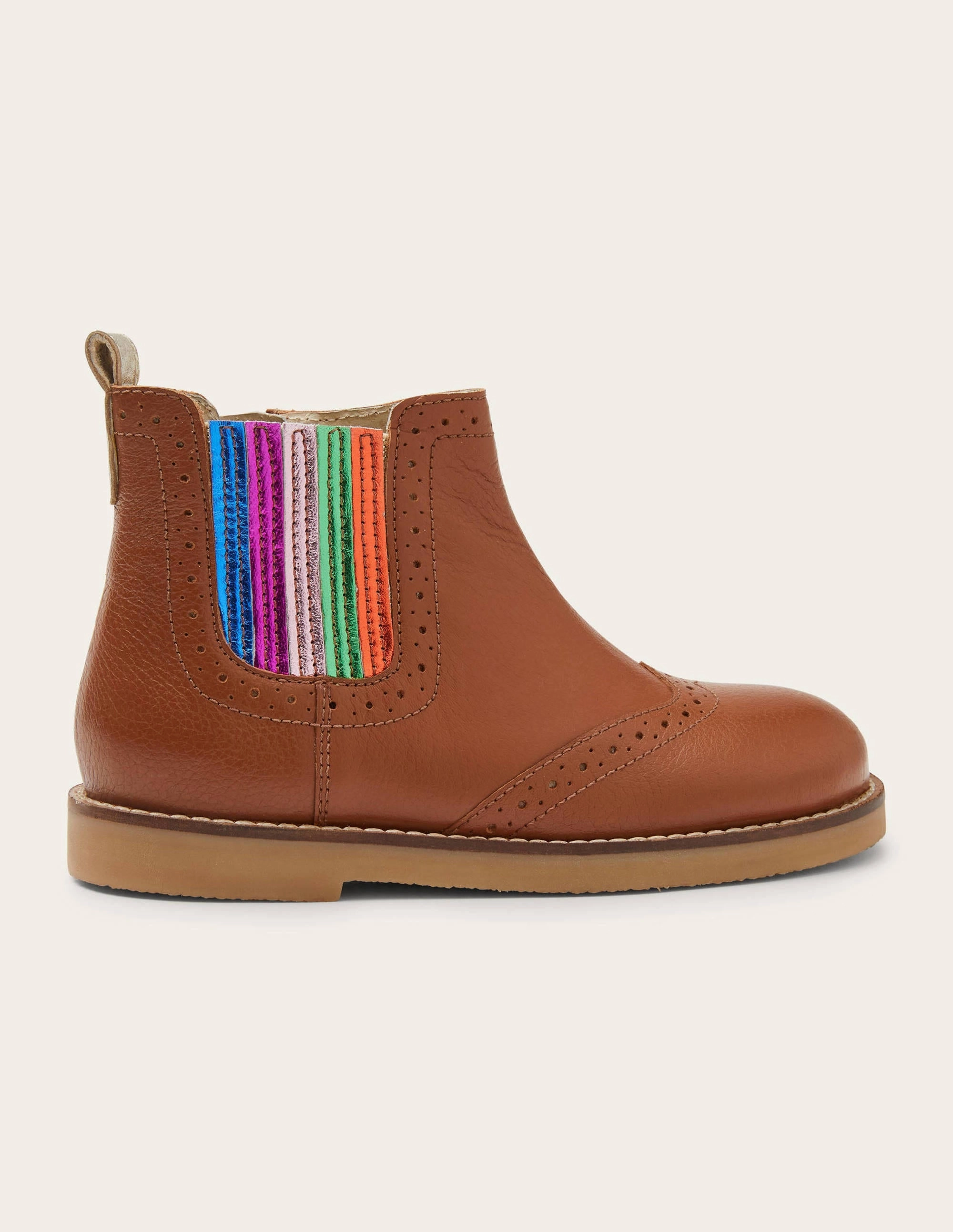 Leather Chelsea Boots-Tan Rainbow