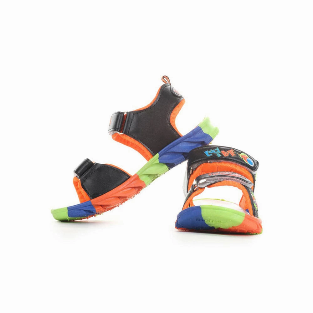Lucy & Luke (Black) Sporty Sandal For Kids KDL-004 By Liberty