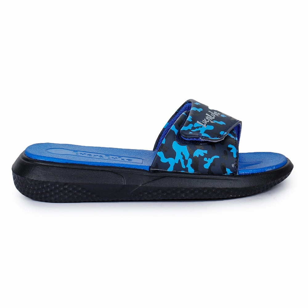 Lucy & Luke Blue Casual Slides For Kids HIPPO-8T By Liberty