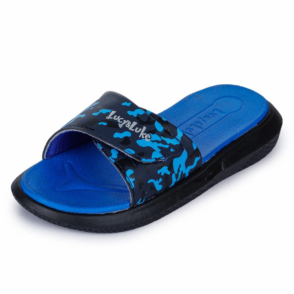Lucy & Luke Blue Casual Slides For Kids HIPPO-8T By Liberty
