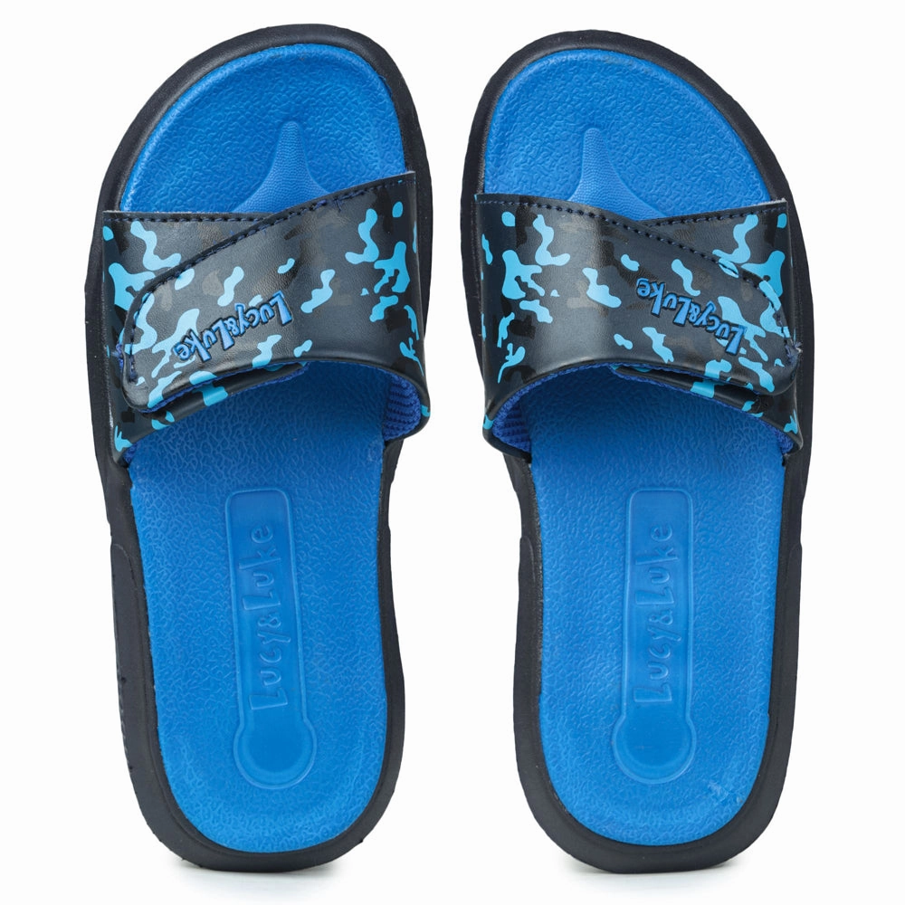 Lucy & Luke Casual Blue Slides For Kids HIPPO-8TD By Liberty