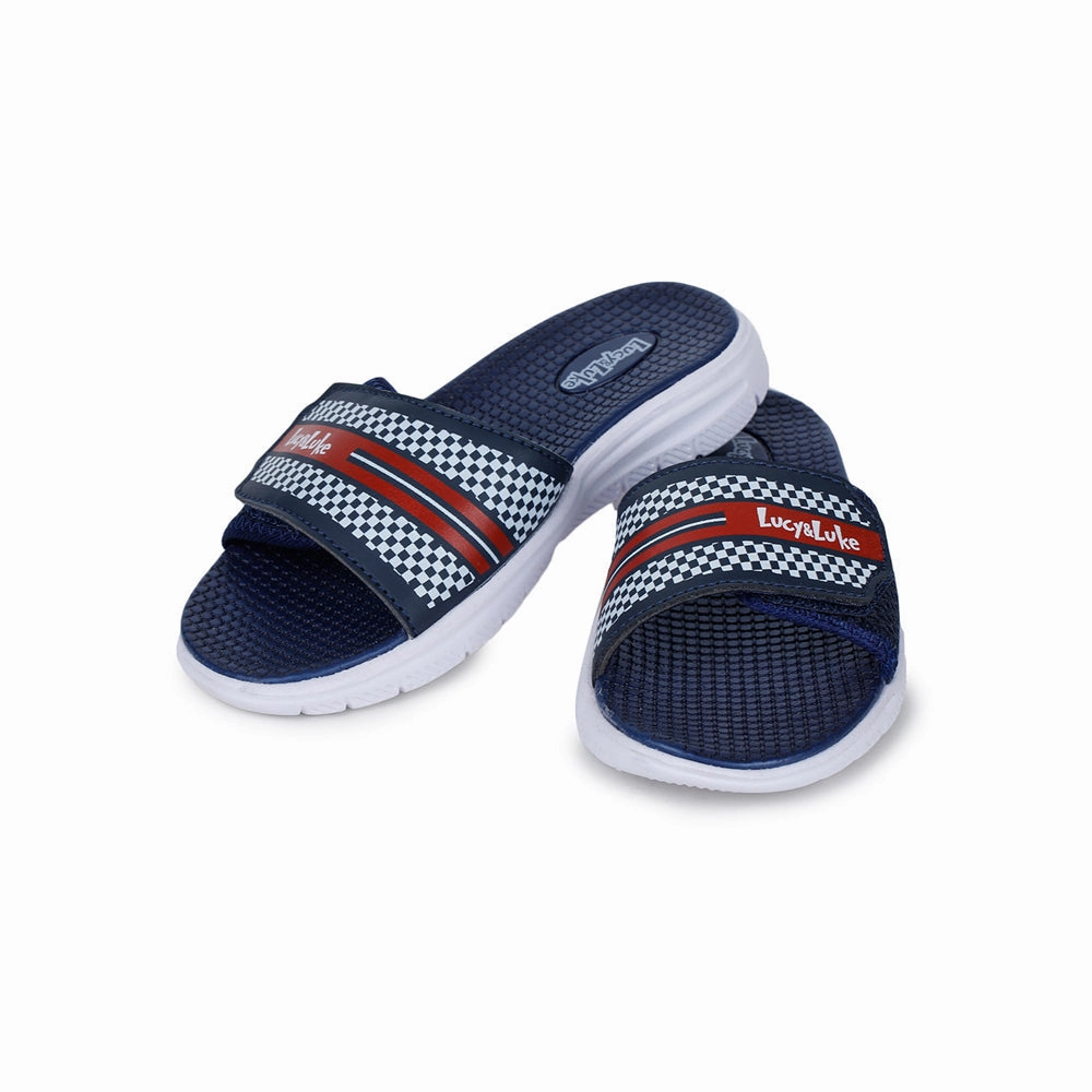 Lucy & Luke Casual Blue Slides For Kids OPPO-4S By Liberty