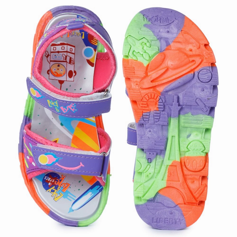 Lucy & Luke (Purple) Sporty Sandal For Kids KDL-004 By Liberty