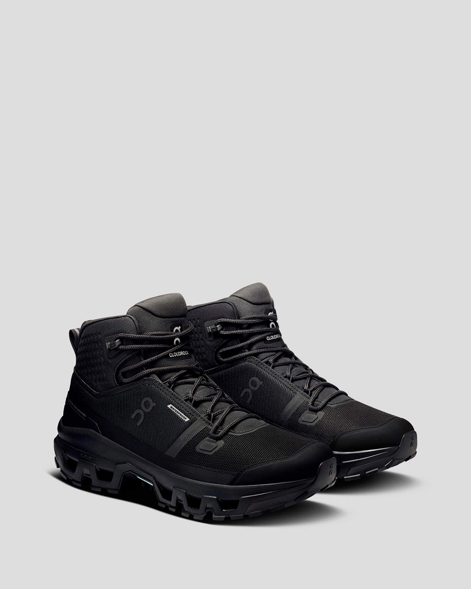 Men's On Running Cloudrock Waterproof Mid Hiking Boots - Black/Black