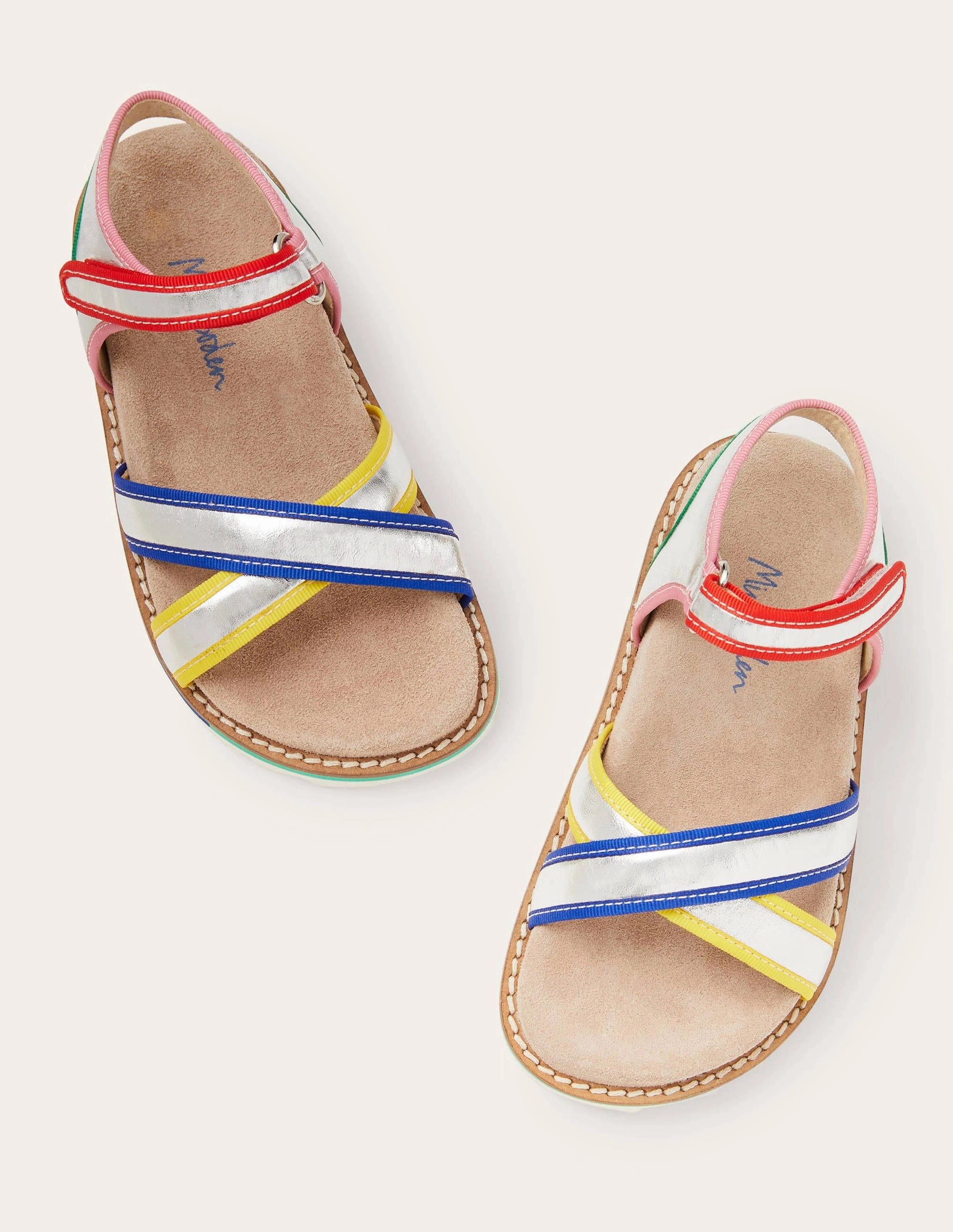 Metallic Rainbow Sandals-Silver Metallic