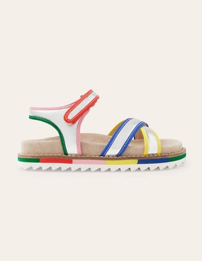 Metallic Rainbow Sandals-Silver Metallic